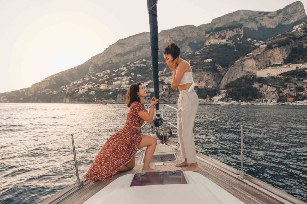 Wedding Proposal on a sailboat in Amalfi Coast
